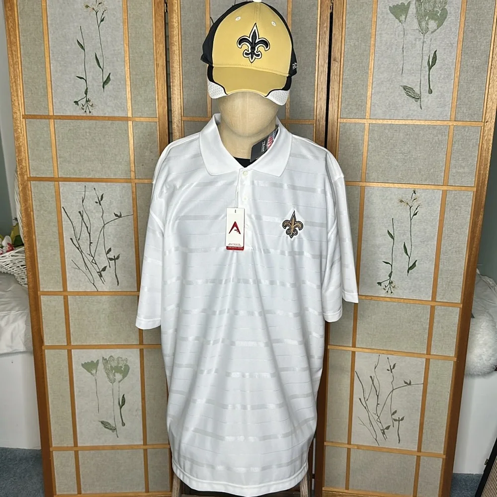 NWT Men's New Orleans Saints Antigua White Tunnel Polo Size XL - Picture 10 of 13